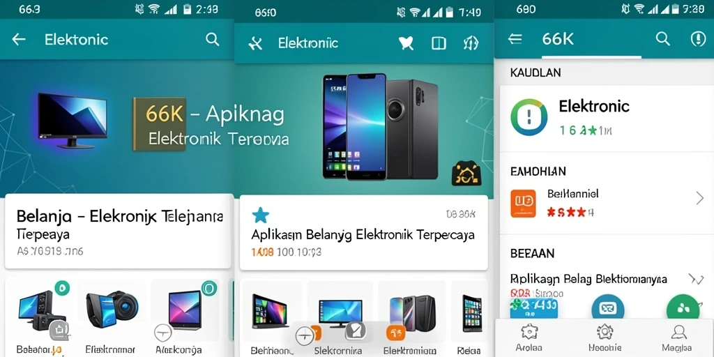 Tampilan antarmuka aplikasi 66K untuk belanja elektronik yang user-friendly.