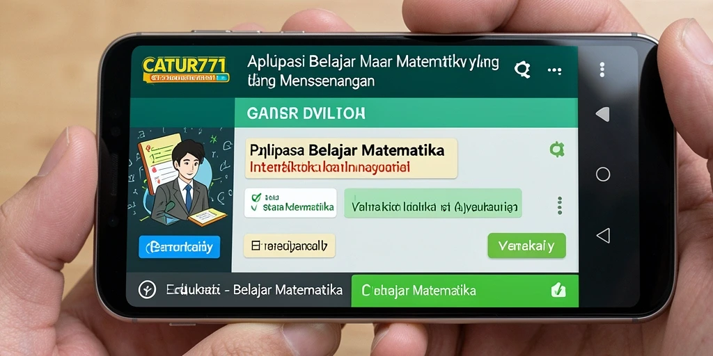 Tampilan antarmuka aplikasi CATUR777 untuk belajar matematika dengan metode interaktif.