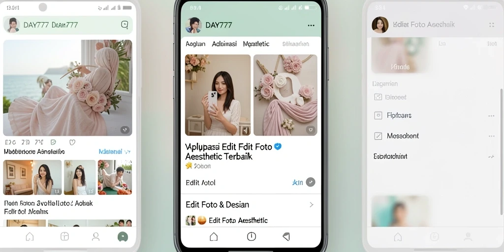 Tampilan antarmuka DAY777 yang sederhana dan menarik untuk mengedit foto aesthetic.