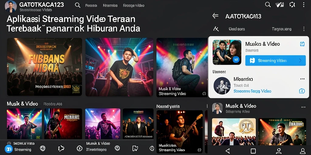 Tampilan antarmuka utama aplikasi GATOTKACA123 untuk Streaming Video.