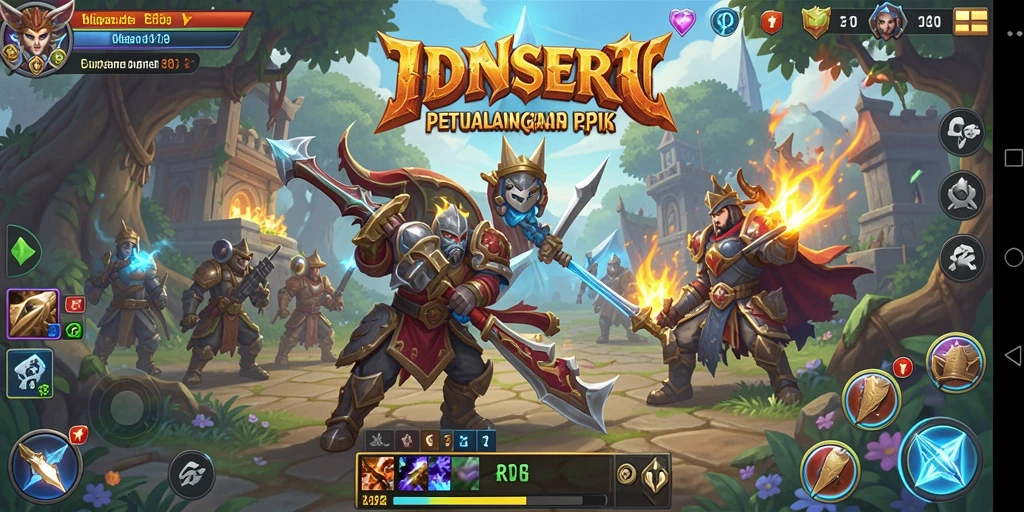 Tampilan antarmuka IDNSERU menampilkan petualangan RPG yang mendebarkan.