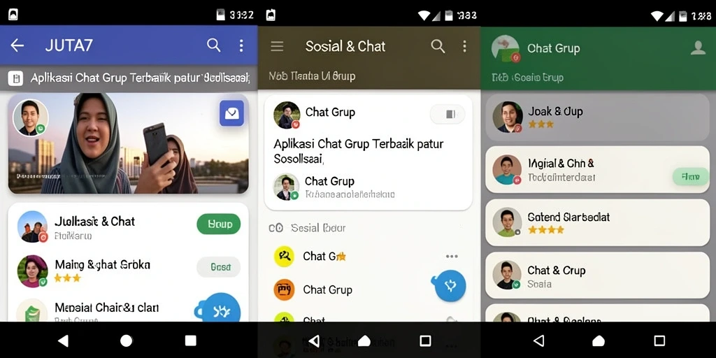 Antarmuka aplikasi JUTA7 menampilkan fitur Chat Grup yang menarik.