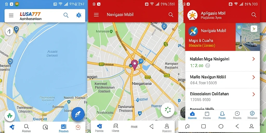 Antarmuka LUSA777 dengan fitur navigasi mobil yang intuitif dan informatif.