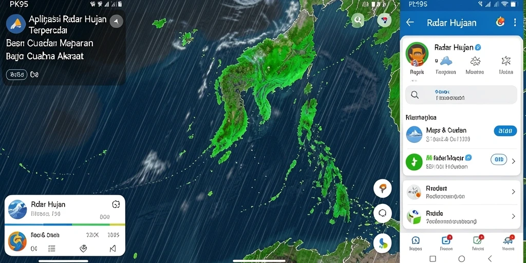 Antarmuka PK95 yang menampilkan radar hujan secara real-time.