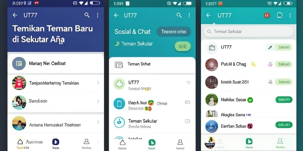Tampilan antarmuka UT77 yang menarik untuk berinteraksi dengan teman sekitar.