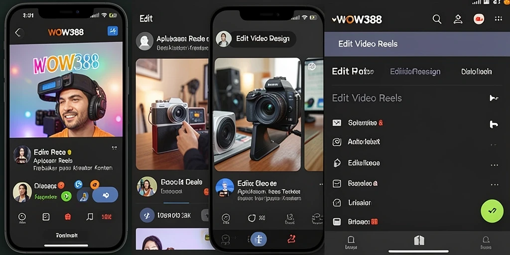 Screenshot antarmuka WOW388 yang menunjukkan fitur Edit Video Reels.